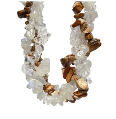 SchmuckSet - Barock - (Collier, Armband, Ohrringe) - Ausdauer & Intuition - mehrreihig - Bergkristall, Bilderjaspis, Mondstein