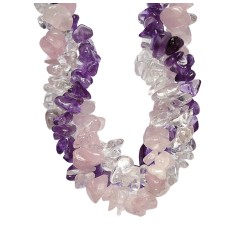 SchmuckSet - Barock - (Collier, Armband, Ohrringe) - Schönheit & Wohlbefinden - Rosenquarz, Amethyst, Bergkristall