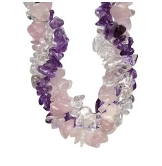 SchmuckSet - Barock - (Collier, Armband, Ohrringe) - Schönheit & Wohlbefinden - Rosenquarz, Amethyst, Bergkristall