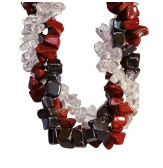 SchmuckSet - Barock - (Collier, Armband, Ohrringe) - Kraft & Energie - Hämatit, Bergkristall, Jaspis (rot)