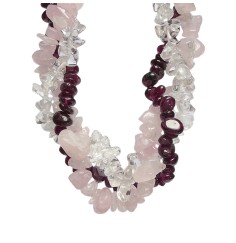 SchmuckSet - Barock - (Collier, Armband, Ohrringe) - Liebe & Zuversicht - Rosenquarz, Granat, Bergkristall