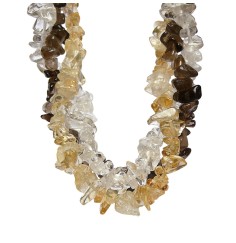 SchmuckSet - Barock - (Collier, Armband, Ohrringe) - Lebensfreude & Entspannung - Bergkristall, Citrin gebr., Rauchquarz