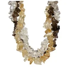 SchmuckSet - Barock - (Collier, Armband, Ohrringe) - Lebensfreude & Entspannung - Bergkristall, Citrin gebr., Rauchquarz