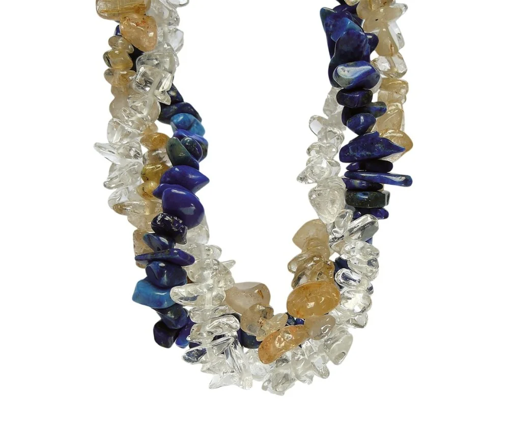 SchmuckSet - Barock - (Collier, Armband, Ohrringe) - Weisheit & Inspiration - Bergkristall, Lapis Lazuli, Rutilquarz