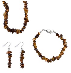 SchmuckSet - Barock Classic - (Collier, Armband, Ohrringe) - Durchblick - Tigerauge