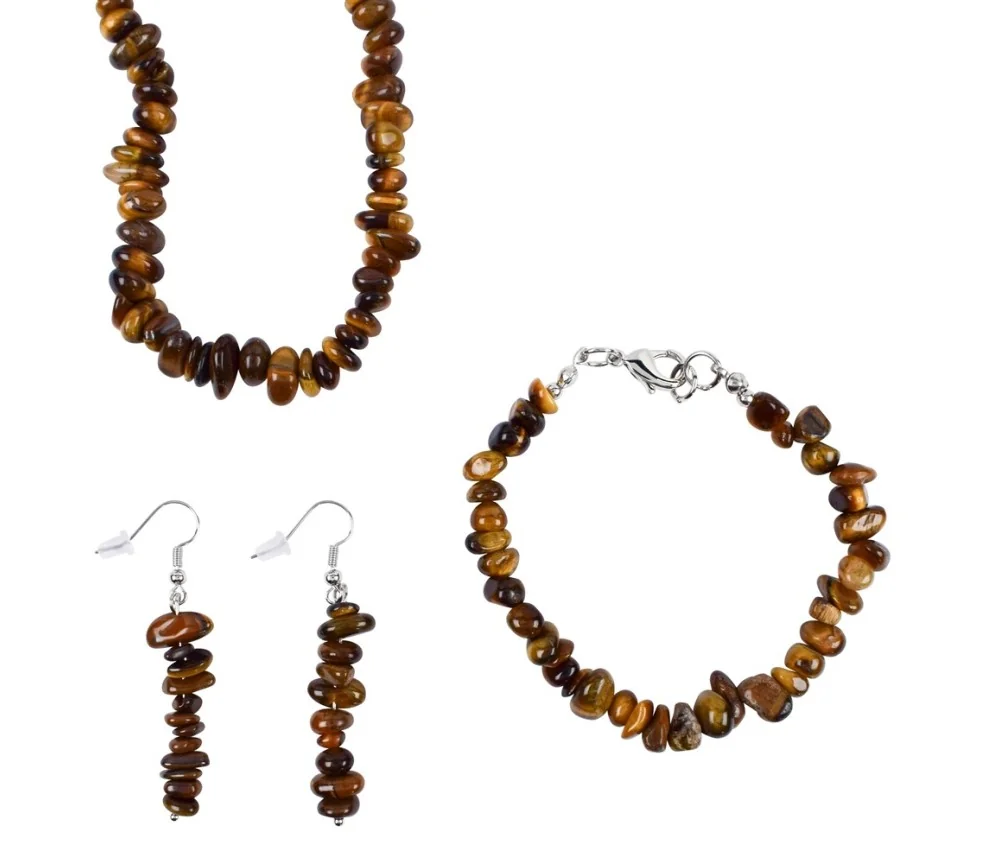 SchmuckSet - Barock Classic - (Collier, Armband, Ohrringe) - Durchblick - Tigerauge