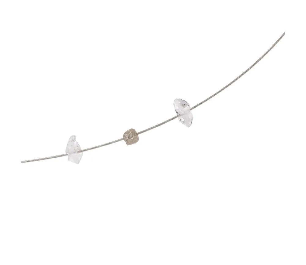 Halskette - Collier - Collier mit Diamant und Herkimer, 45cm