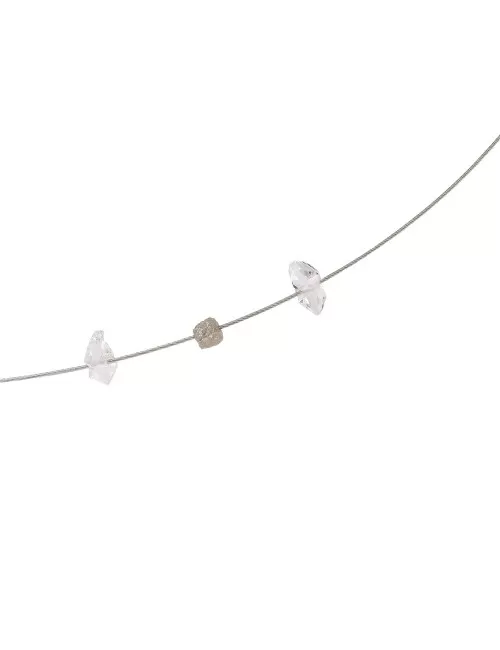 Halskette - Collier - Collier mit Diamant und Herkimer, 45cm