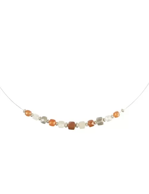 Halskette - Collier - Mondstein, Kugeln, Silber 925, ca. 45cm