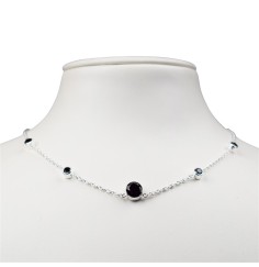 Halskette - Collier - Spinell (schwarz), Silber 925, 40-50 cm