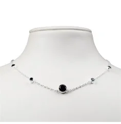 Halskette - Collier - Spinell (schwarz), Silber 925, 40-50 cm