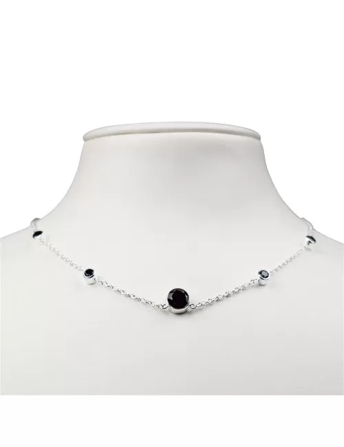 Halskette - Collier - Spinell (schwarz), Silber 925, 40-50 cm