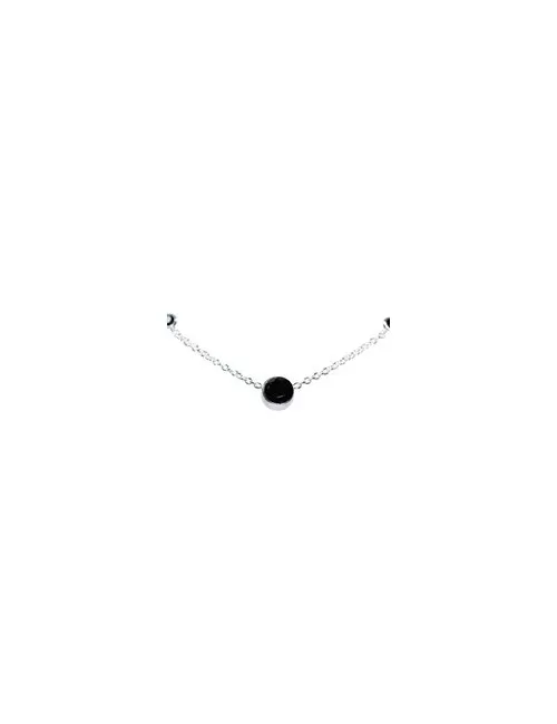 Halskette - Collier - Spinell (schwarz), Silber 925, 40-50 cm