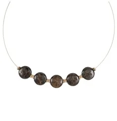 Halskette - Collier - Bronzit, Scheiben, vergoldet, Verlängerungskettchen