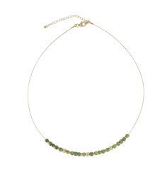 Halskette - Collier - Serpentin - Würfel (4mm), vergoldet, Verlängerungskettchen