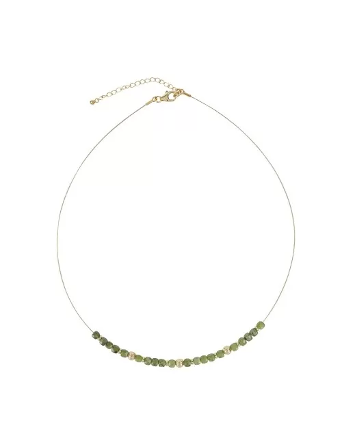 Halskette - Collier - Serpentin - Würfel (4mm), vergoldet, Verlängerungskettchen