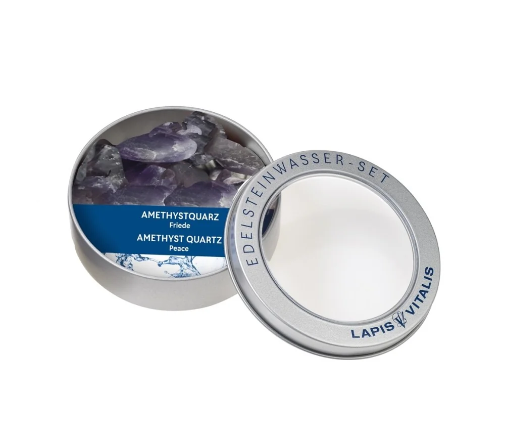 Lapis Vitalis - Wassersteine - Amethyst - in Metall-Geschenkdose