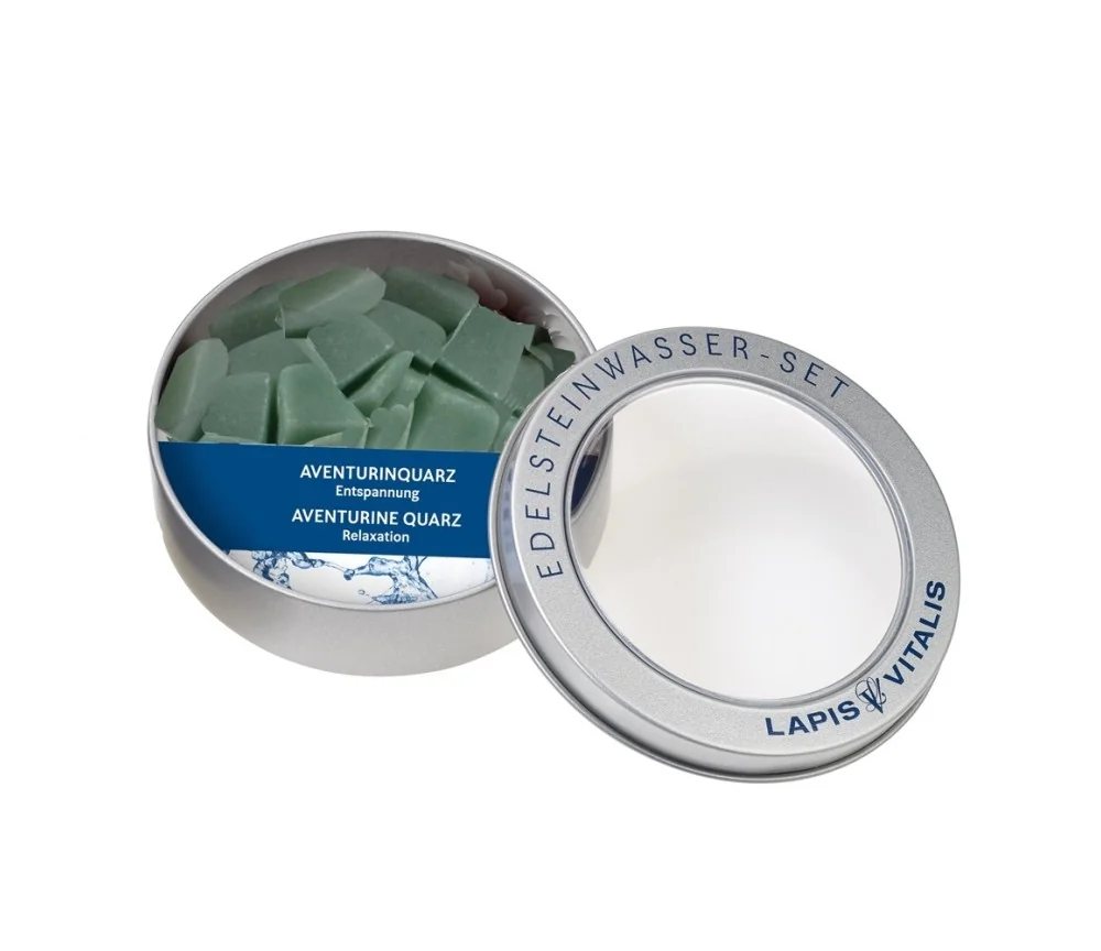 Lapis Vitalis - Wassersteine - Aventurin (grün) - in Metall-Geschenkdose