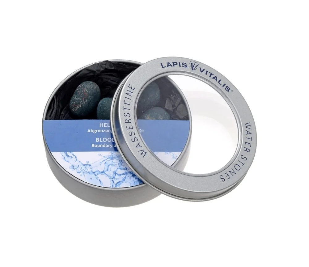 Lapis Vitalis - Wassersteine - Heliotrop - in Metall-Geschenkdose