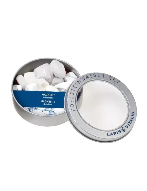 Lapis Vitalis - Wassersteine - Magnesit - in Metall-Geschenkdose