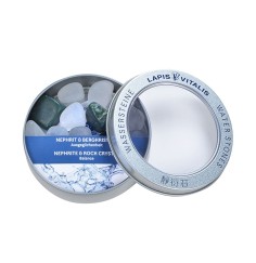 Lapis Vitalis - Wassersteine - Nephrit/Bergkristall - in Metall-Geschenkdose