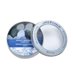 Lapis Vitalis - Wassersteine - Nephrit/Bergkristall - in Metall-Geschenkdose