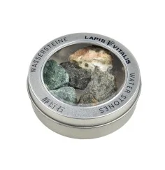 Lapis Vitalis - Wassersteine - Mischung - Regeneration - in Metall-Geschenkdose (Epidot, Ozeanjaspis, Zoisit)