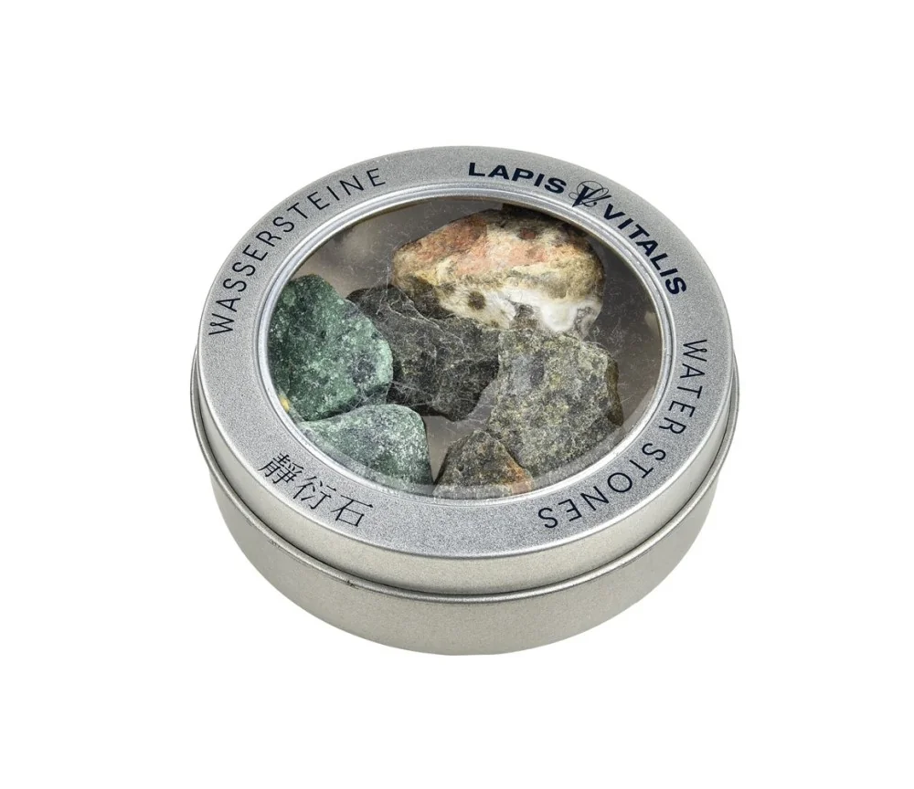 Lapis Vitalis - Wassersteine - Mischung - Regeneration - in Metall-Geschenkdose (Epidot, Ozeanjaspis, Zoisit)