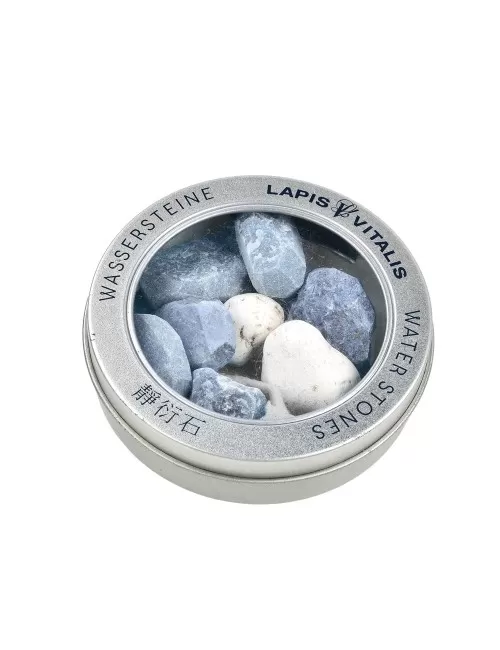 Lapis Vitalis - Wassersteine - Mischung - Gelassenheit - in Metall-Geschenkdose (Blauquarz, Dumortierit, Magnesit)