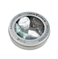 Lapis Vitalis - Wassersteine - Mischung - Anti-Stress - in Metall-Geschenkdose (Aventurinquarz, Magnesit, Rauchquarz)