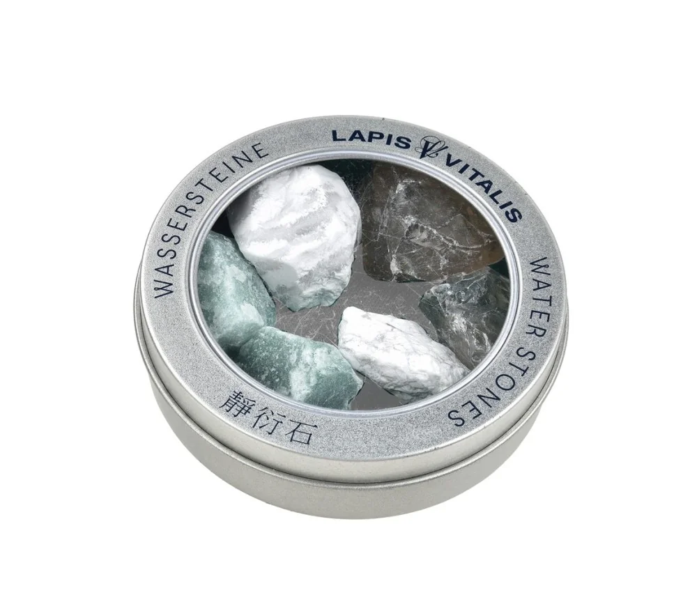 Lapis Vitalis - Wassersteine - Mischung - Anti-Stress - in Metall-Geschenkdose (Aventurinquarz, Magnesit, Rauchquarz)
