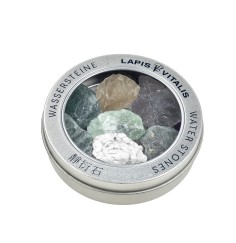 Lapis Vitalis - Wassersteine - Mischung -  Jungbrunnen - in Metall-Geschenkdose  (Fluorit, Chrysopras, Peridot)