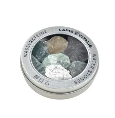Lapis Vitalis - Wassersteine - Mischung - Jungbrunnen - in Metall-Geschenkdose (Fluorit, Chrysopras, Peridot)