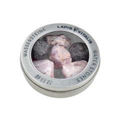 Lapis Vitalis - Wassersteine - Mischung -  Lebensfreude - in Metall-Geschenkdose   (Granat, Rubin, Rosenquarz)