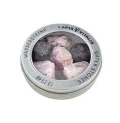 Lapis Vitalis - Wassersteine - Mischung - Lebensfreude - in Metall-Geschenkdose (Granat, Rubin, Rosenquarz)