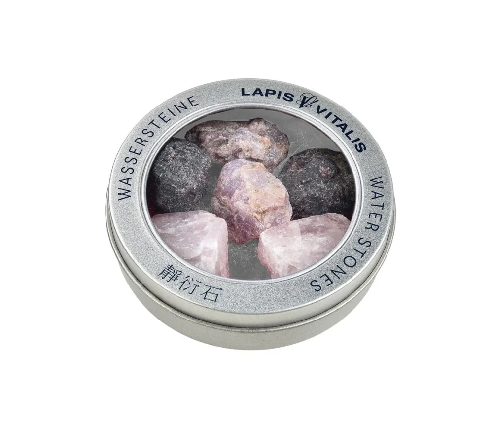 Lapis Vitalis - Wassersteine - Mischung - Lebensfreude - in Metall-Geschenkdose (Granat, Rubin, Rosenquarz)