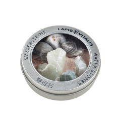 Lapis Vitalis - Wassersteine - Mischung -  Geborgenheit - in Metall-Geschenkdose   (Achat, Nephrit, Serpentin)