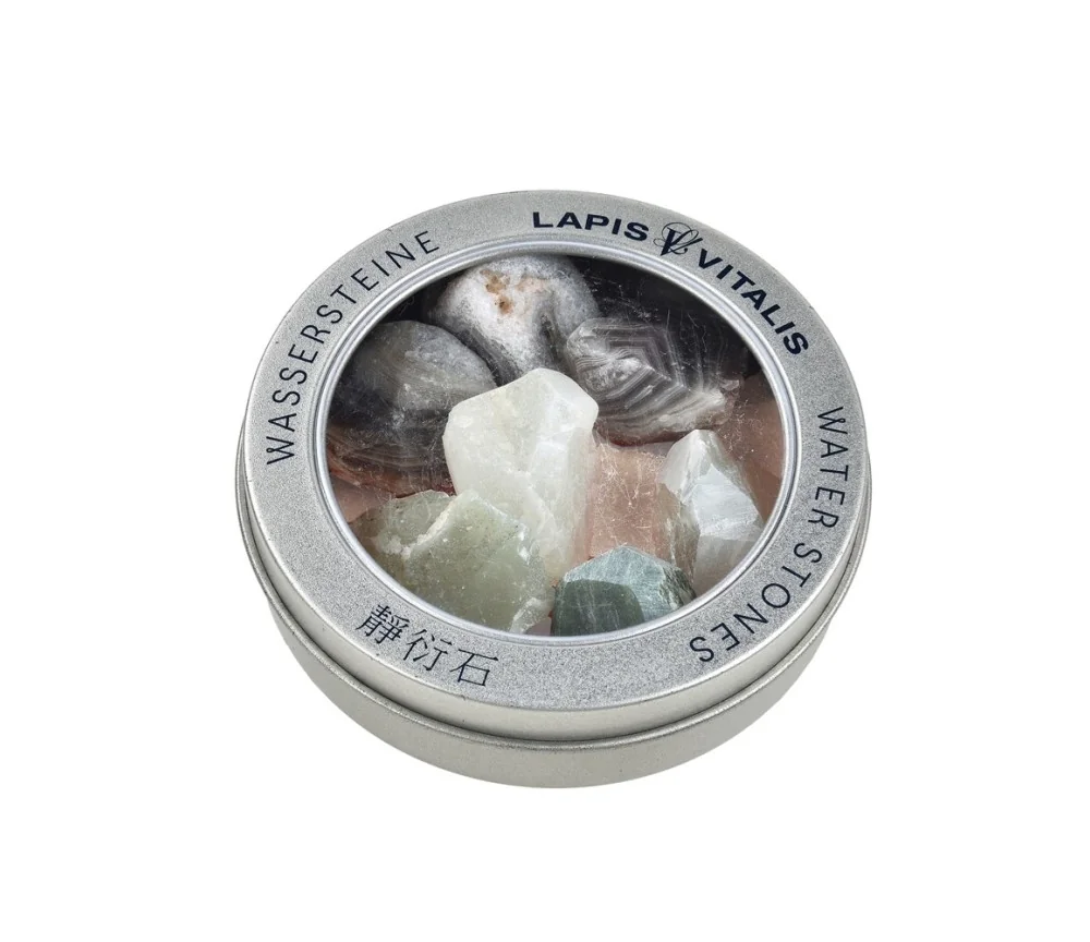 Lapis Vitalis - Wassersteine - Mischung - Geborgenheit - in Metall-Geschenkdose (Achat, Nephrit, Serpentin)