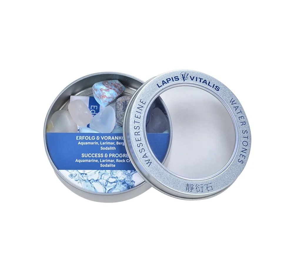 Lapis Vitalis - Wassersteine - Mischung - Erfolg und Vorankommen in Metall-Geschenkdose