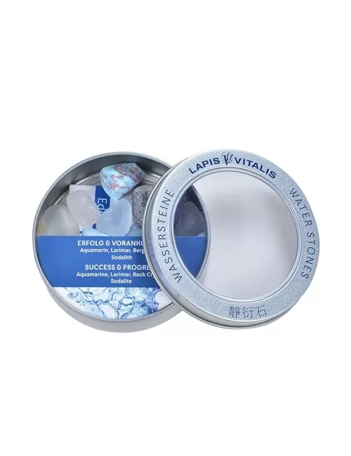 Lapis Vitalis - Wassersteine - Mischung - Erfolg und Vorankommen in Metall-Geschenkdose