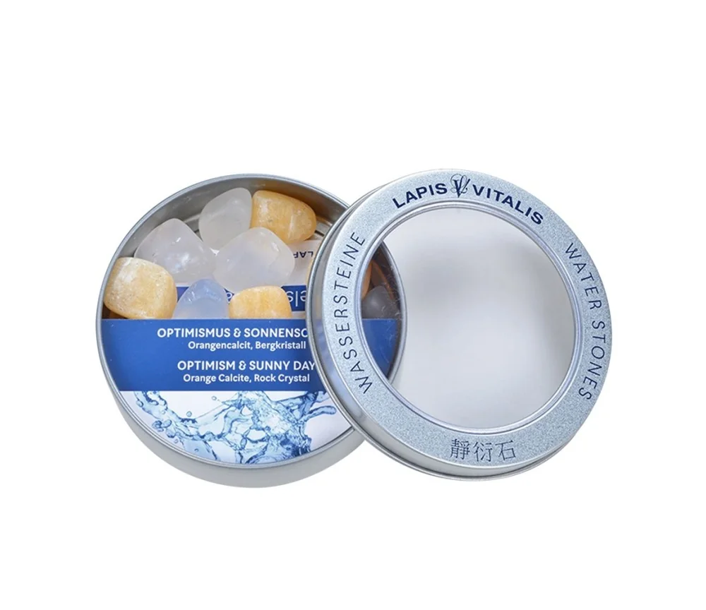 Lapis Vitalis - Wassersteine - Mischung - Optimismus & Sonnenschein in Metall-Geschenkdose