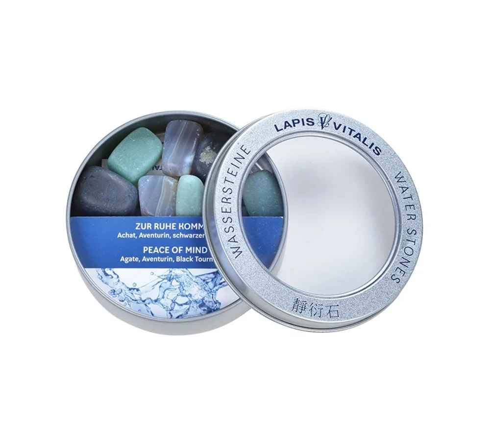 Lapis Vitalis - Wassersteine - Mischung - Zur Ruhe kommen in Metall-Geschenkdose