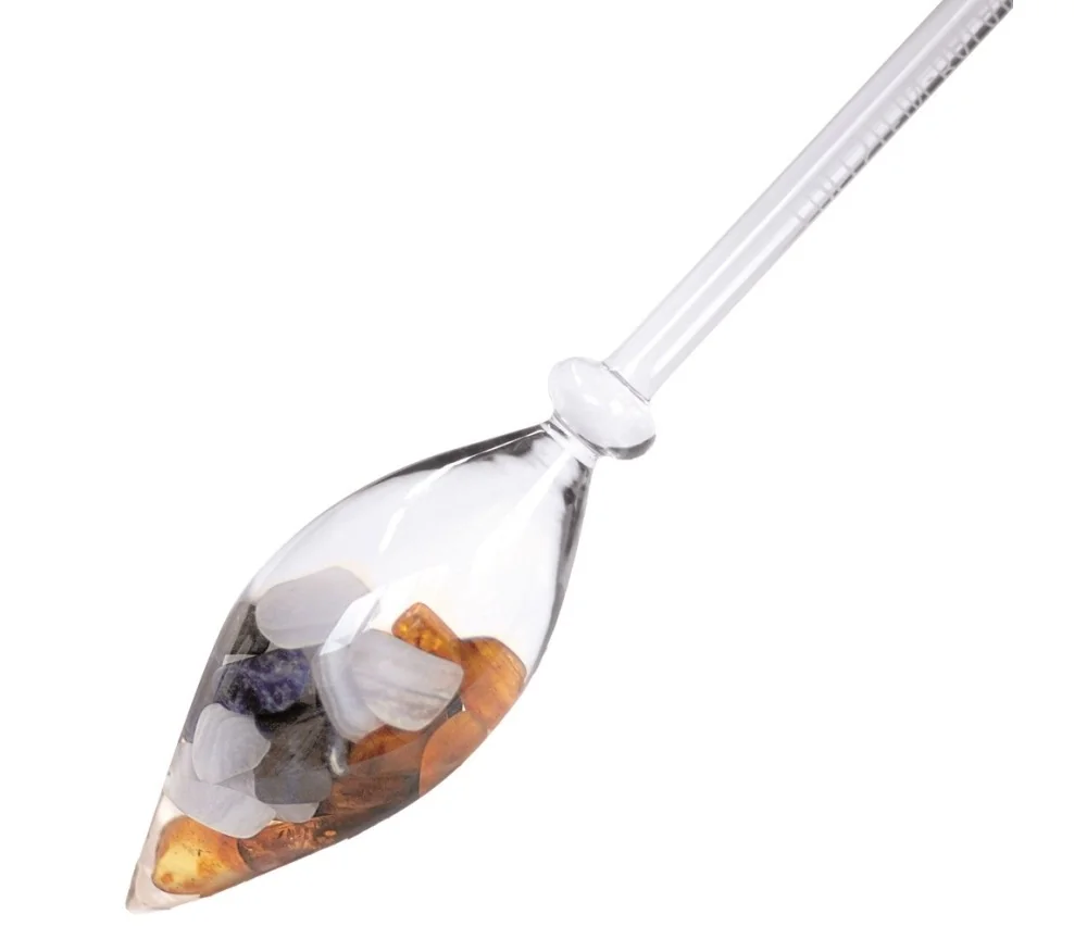 Edelstein-Balance - Wasserstab - in Fluss kommen (Sodalith, Chalcedon, Bernstein)