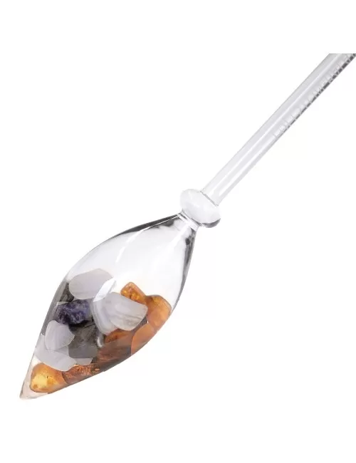 Edelstein-Balance - Wasserstab - in Fluss kommen (Sodalith, Chalcedon, Bernstein)