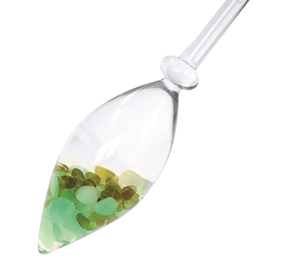 Edelstein-Balance - Wasserstab - Jungbrunnen (Fluorit, Chrysopras, Peridot)