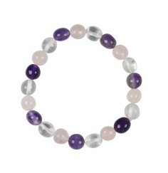 Armband - Amethyst, Bergkristall, Rosenquarz, 09-10mm Nuggets