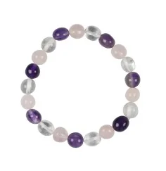 Armband - Amethyst, Bergkristall, Rosenquarz, 09-10mm Nuggets