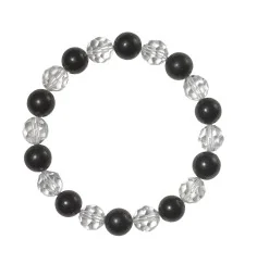 Armband - Kugeln - 10mm - Schungit, Bergkristall