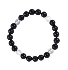 Armband - Kugeln - 8mm - Schungit, Bergkristall facettiert