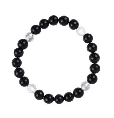 Armband - Kugeln - 8mm - Schungit, Bergkristall facettiert